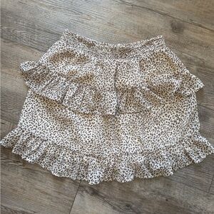 Le Lis Cream and Brown Ruffle Mini Skirt